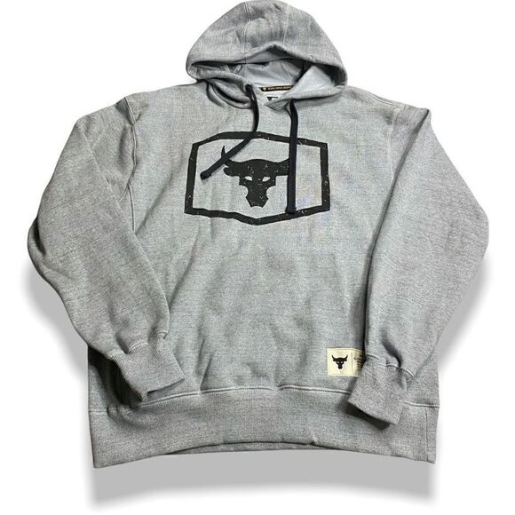 UNDER ARMOUR Project Rock Warm-Up Hoodie 1346067-011 Gray Black size L New (b) - Picture 1 of 13